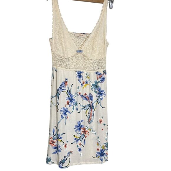 Triumph Amourette Spotlight Chemise Sz S Floral Lace Whimsy Baby Doll Dress Bird - Picture 3 of 5